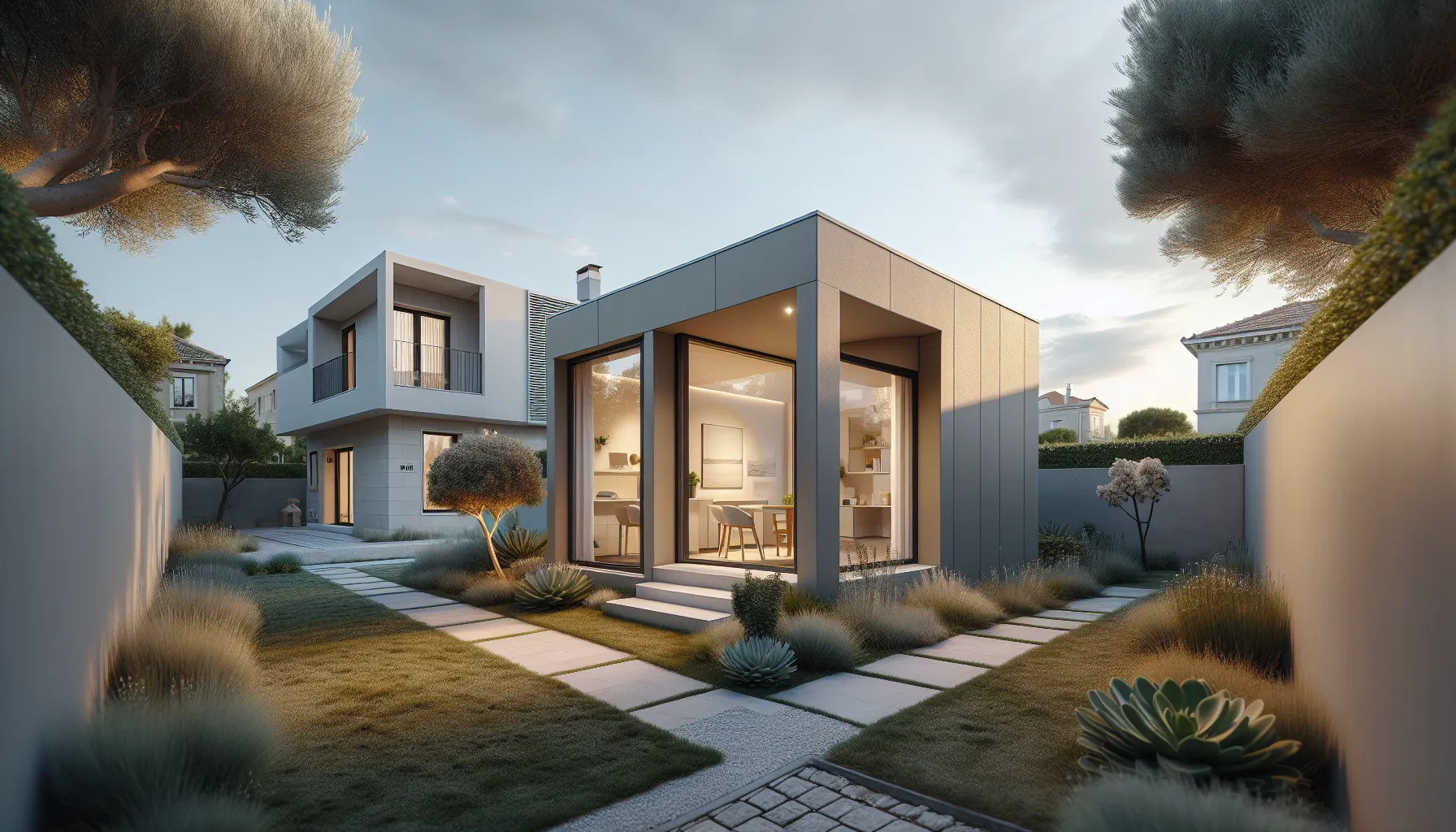 Modern auxiliary building next to main house on Croatian property