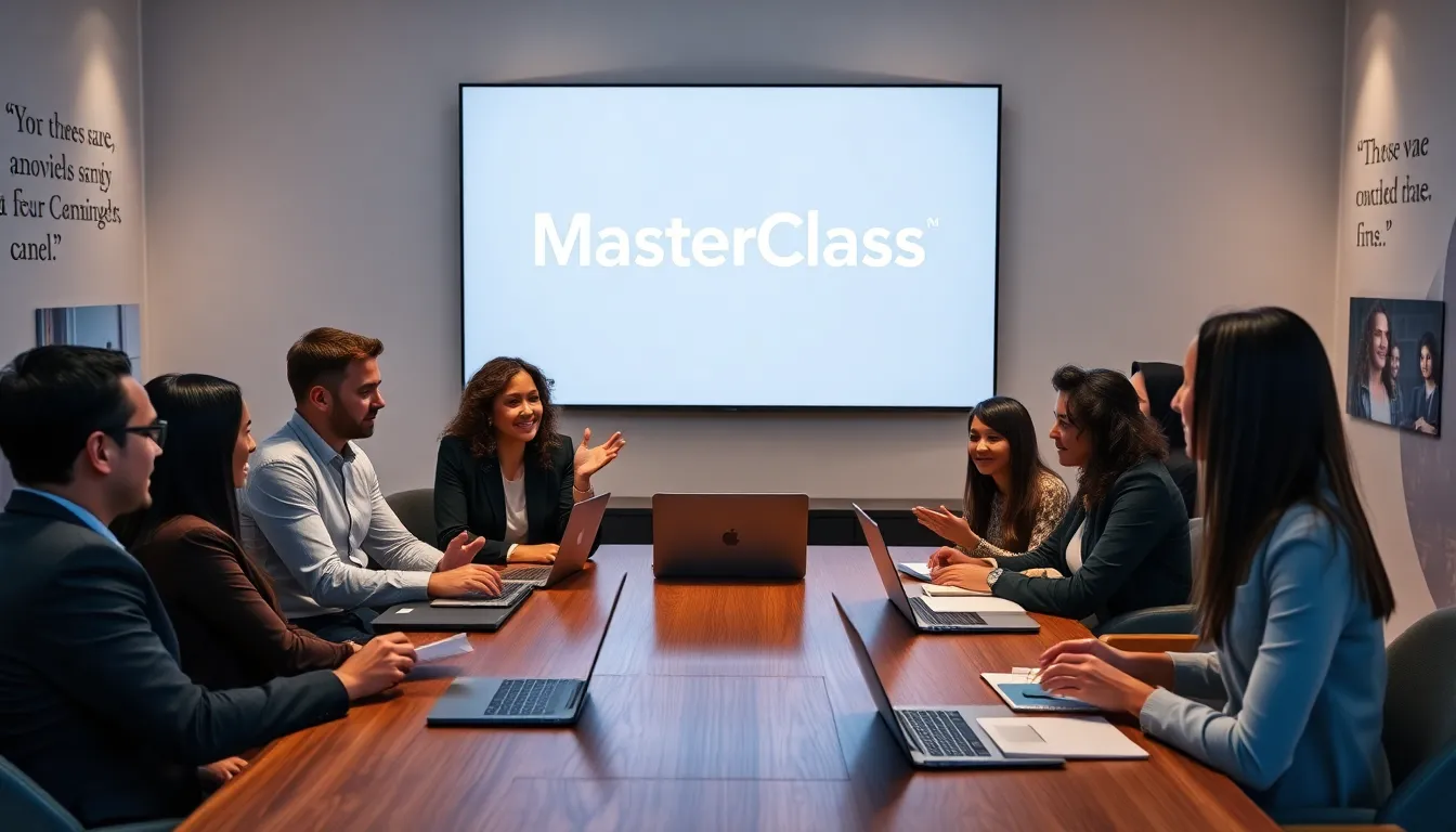 diverse professionals discussing in a modern workspace about MasterClass.