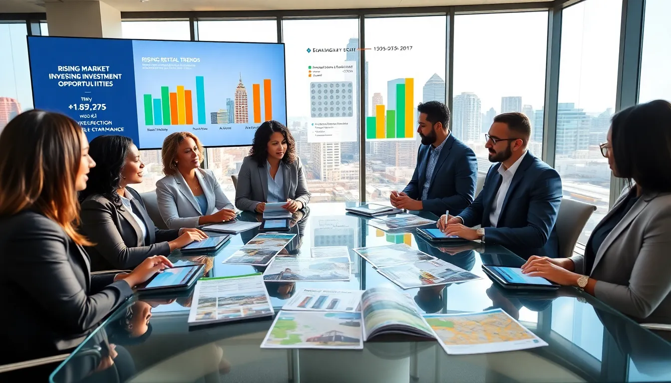 diverse team of investors in an Atlanta office meeting.