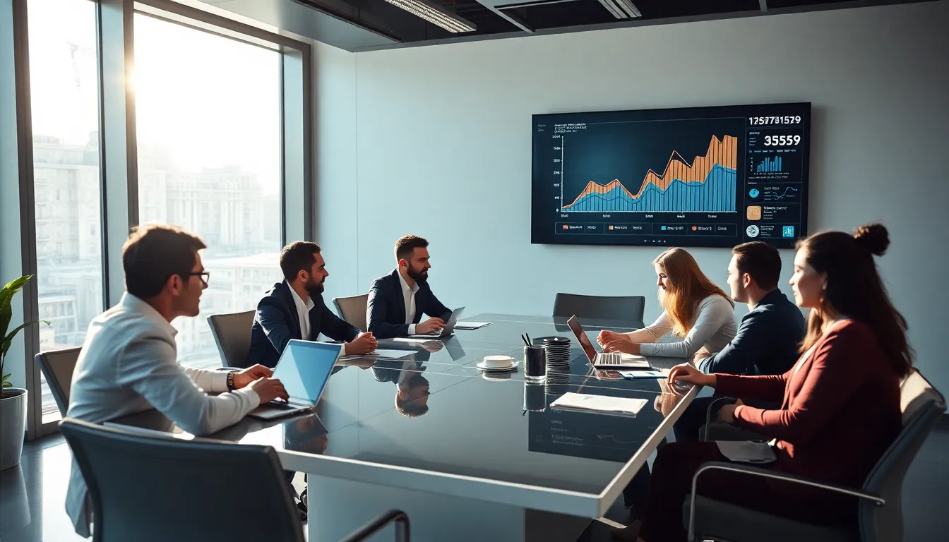 diverse team collaborating on data management in a modern office.