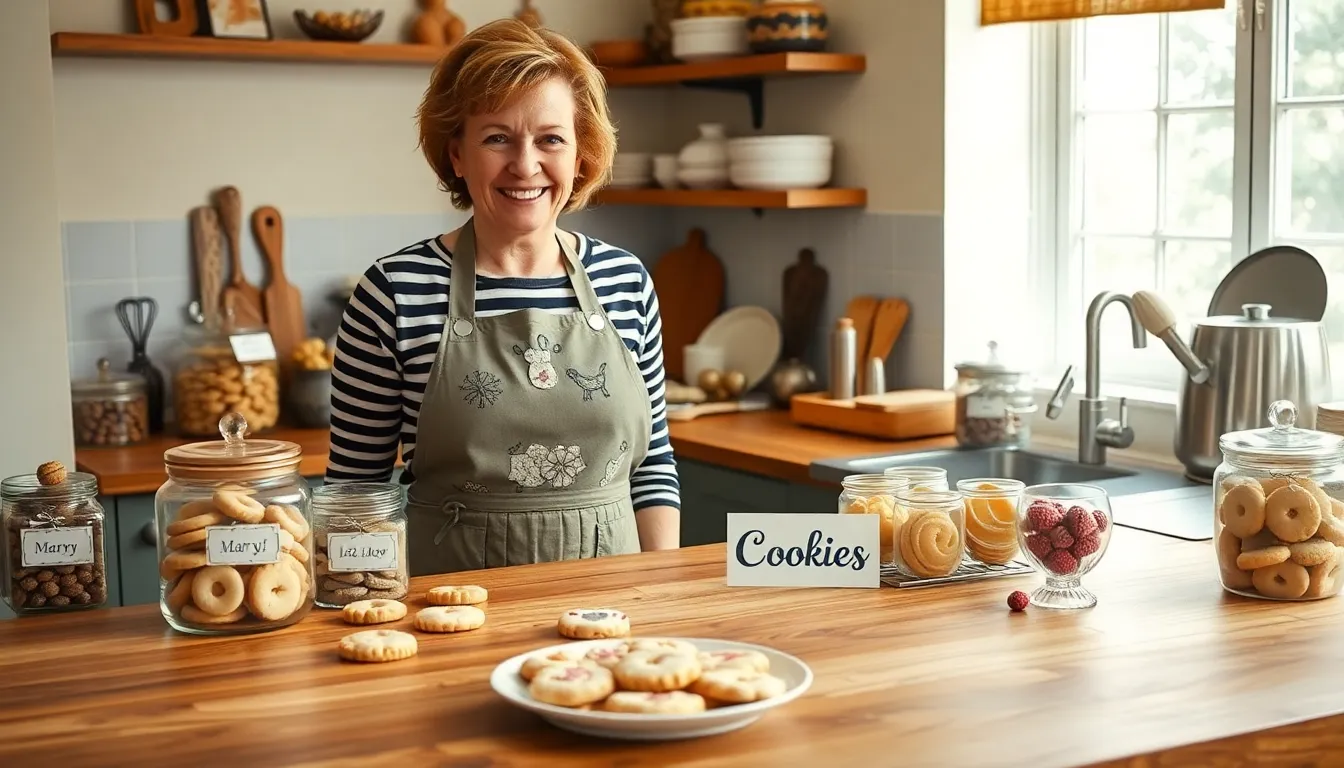 Mary baking cookies in a cozy kitchen filled with love.