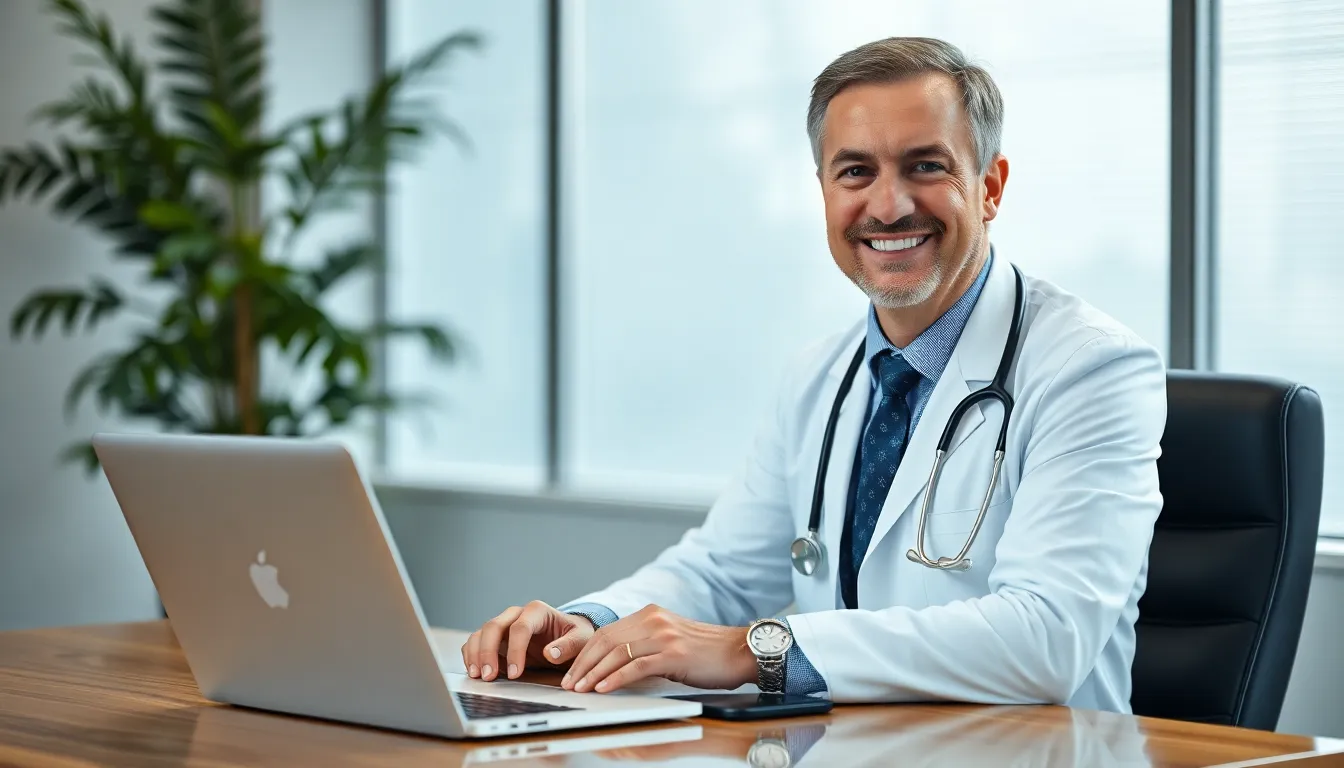 doctor using laptop