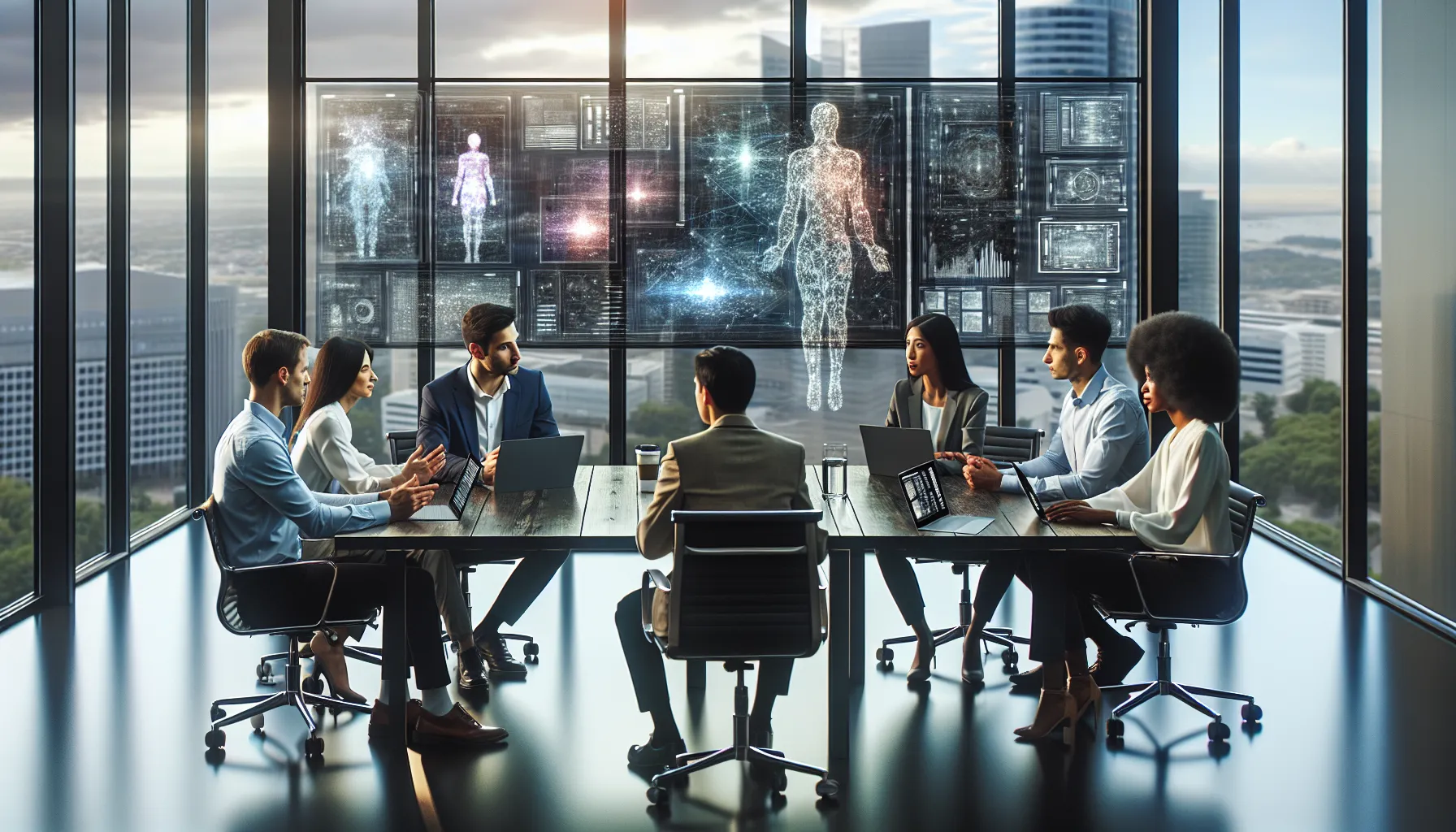 diverse team discussing Hdpprzo technology in a modern office.