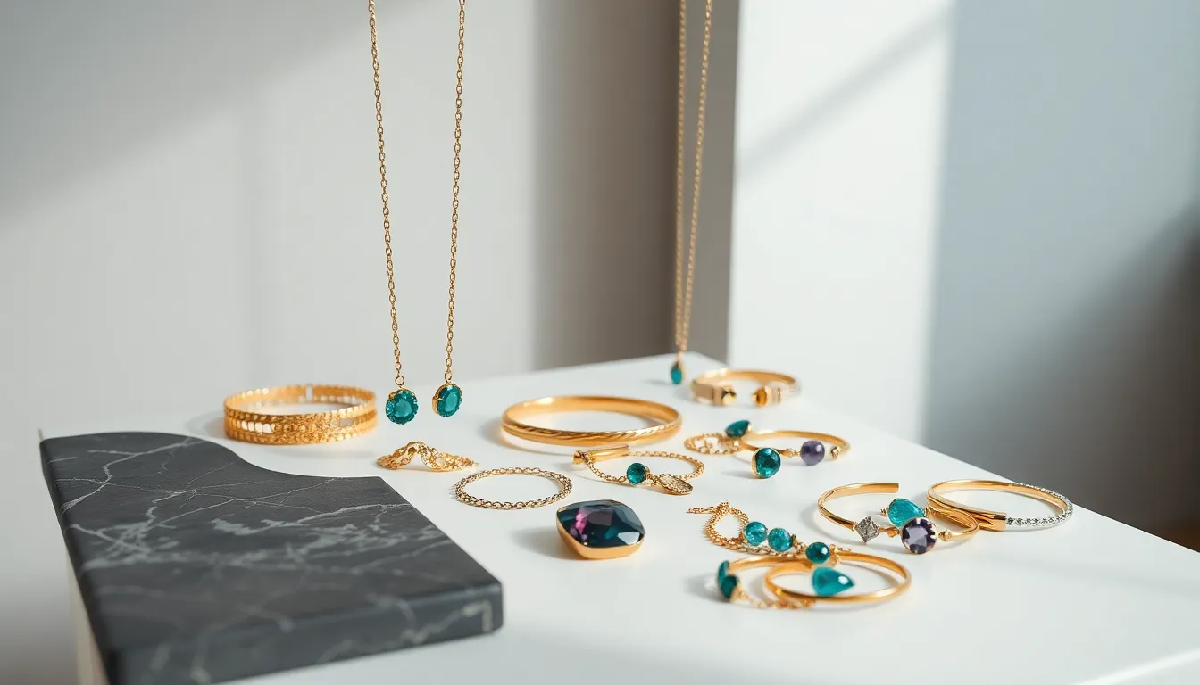 modern jewelry showcasing vibrant colors and mixed materials.
