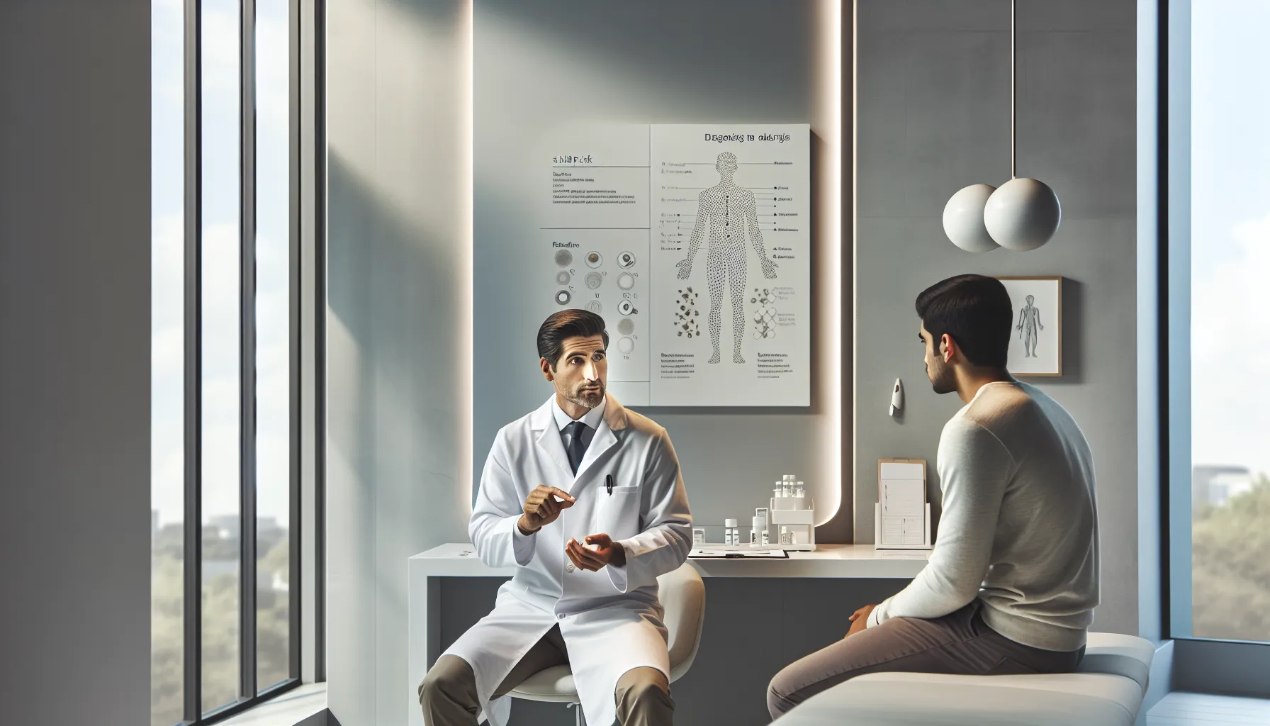 allergist discussing Ridugai allergy testing with a patient.