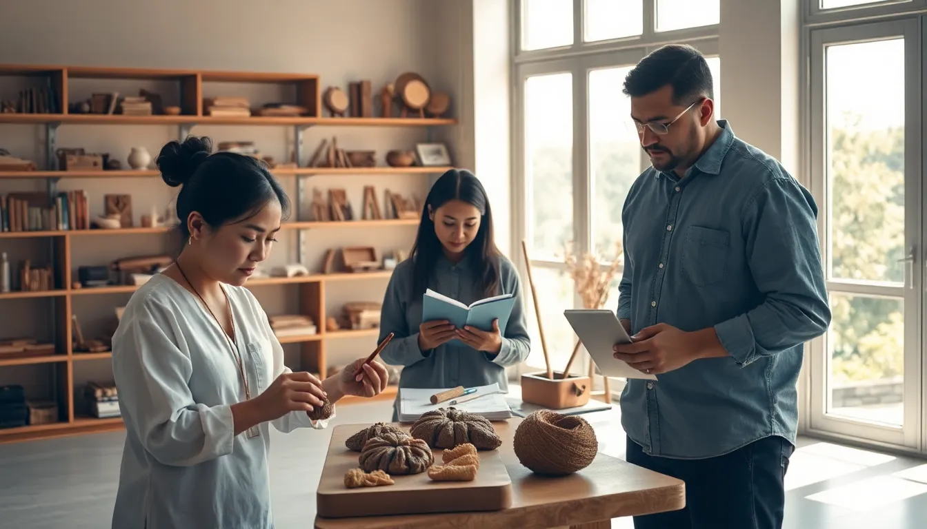 diverse group of artists creating Haiikurti in a modern workspace.