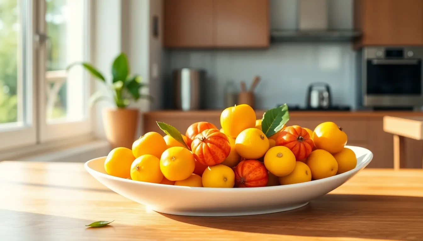 fresh lucycums in a bright kitchen setting.