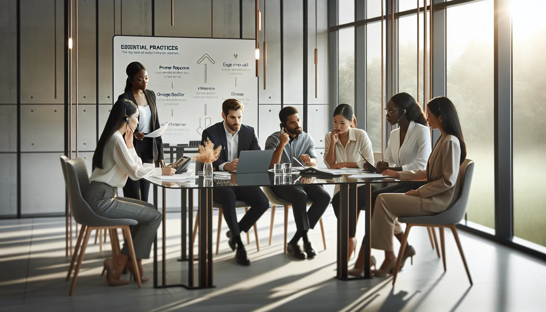 diverse team discussing best practices for toll-free numbers in an office setting.