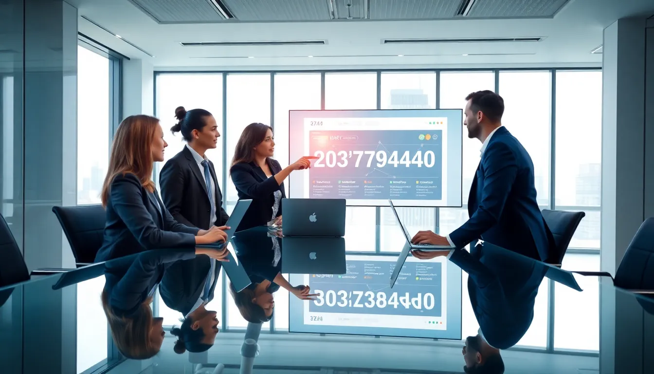 diverse team discussing data management in a modern office.