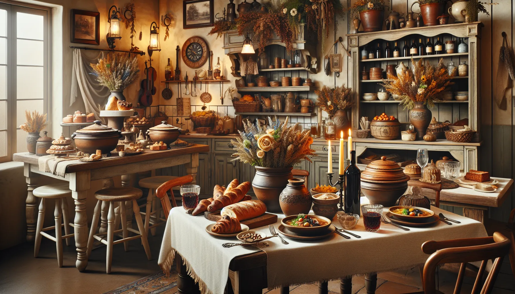 cozy dining atmosphere with European country cuisine and pastries.