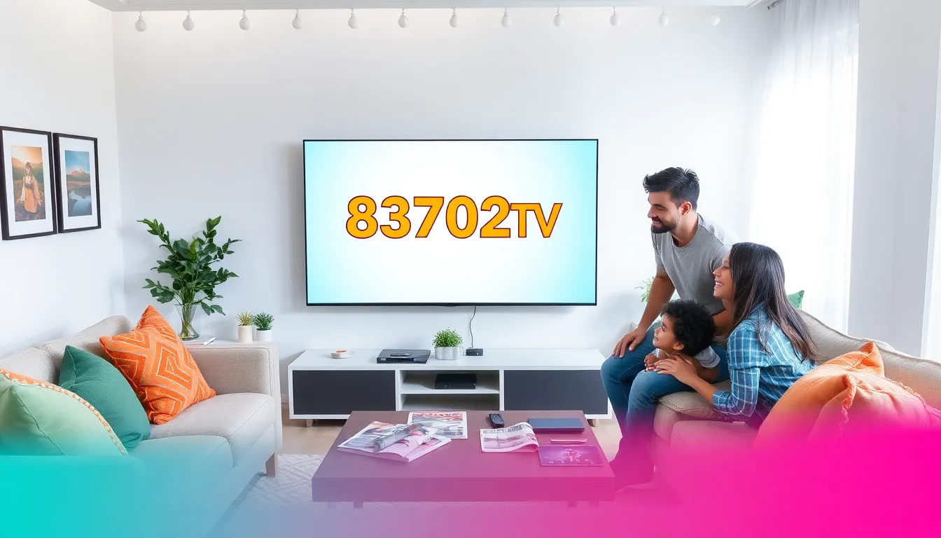family enjoying content on a modern TV in a cozy living room.