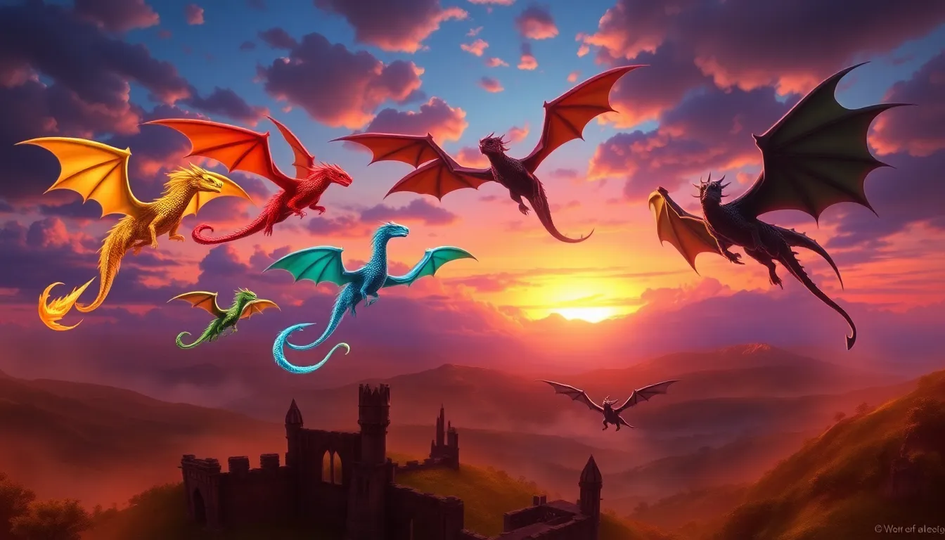 dragons from World of Warcraft flying over lush landscapes.