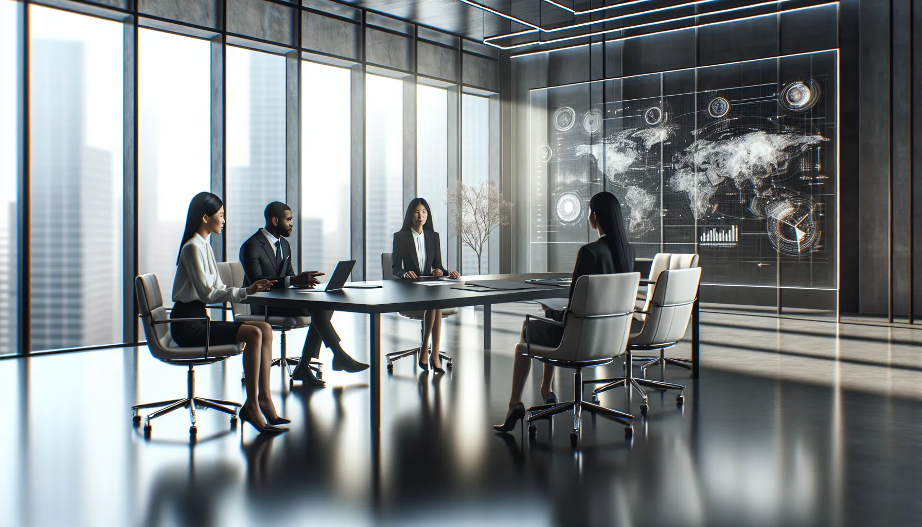 diverse team analyzing Rcvfhrtn history in a modern office.