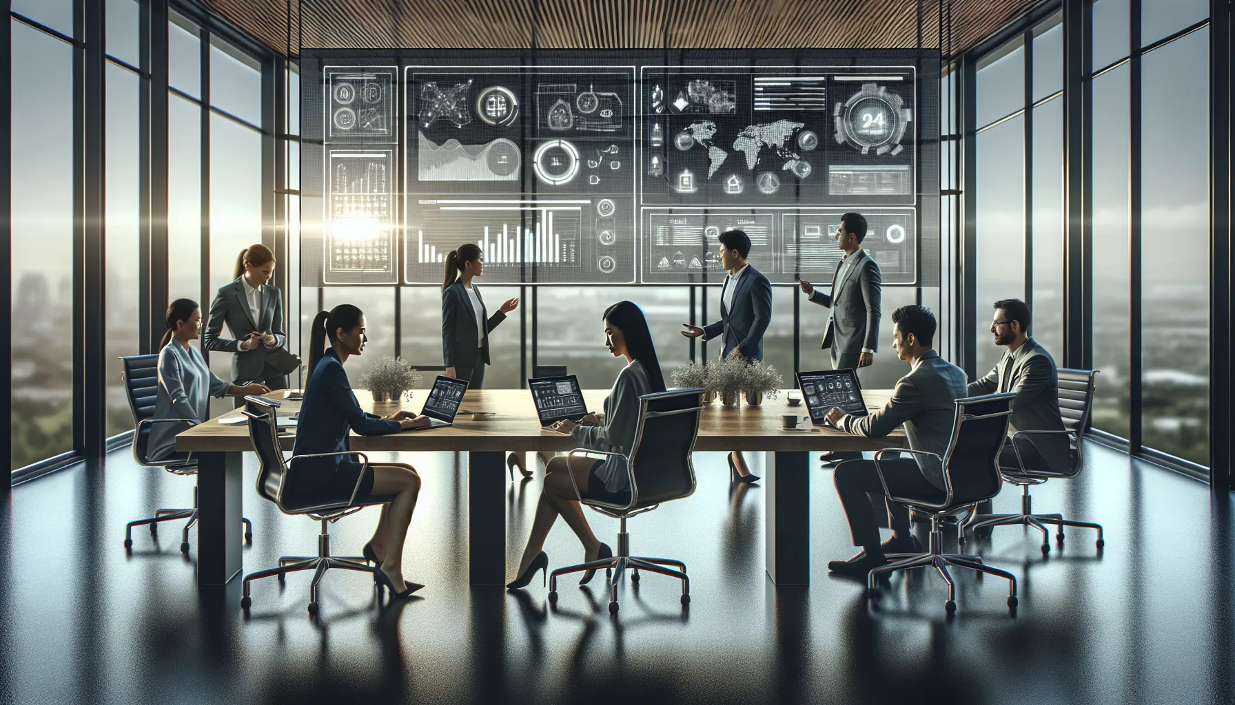 diverse team collaborating in a modern office showcasing Alena_Wks technology.