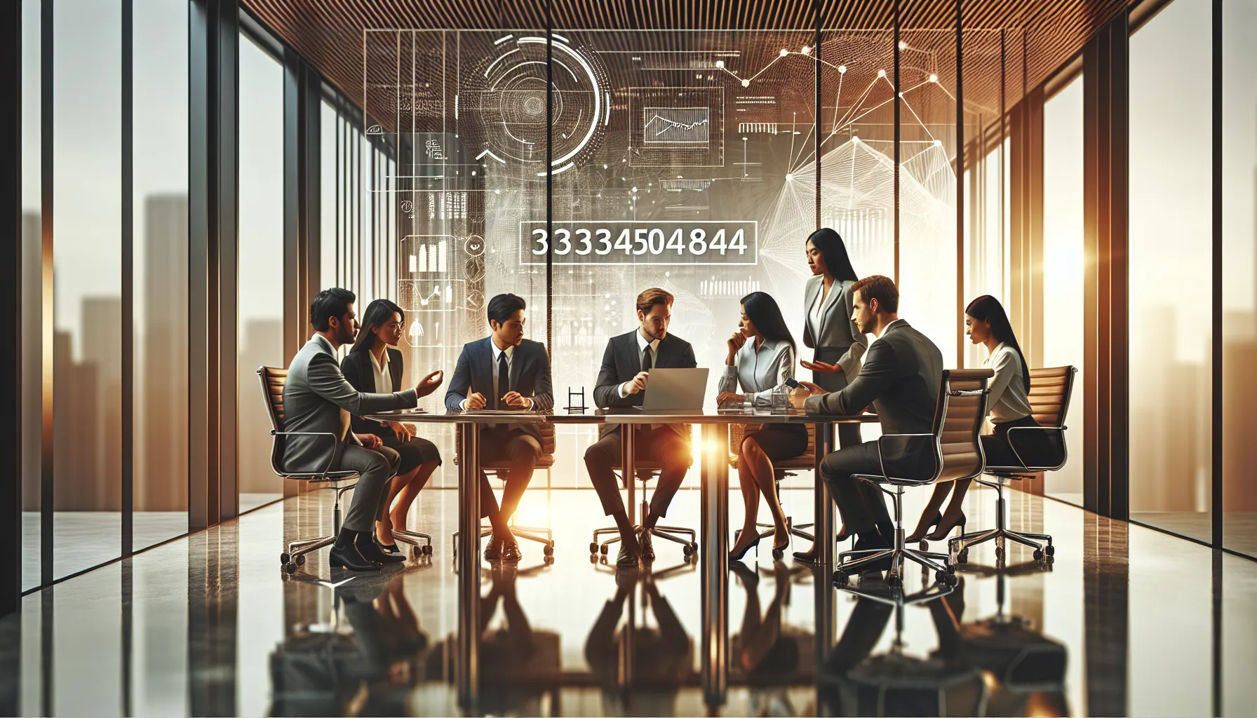 diverse team analyzing data related to a unique identifier in a modern office.