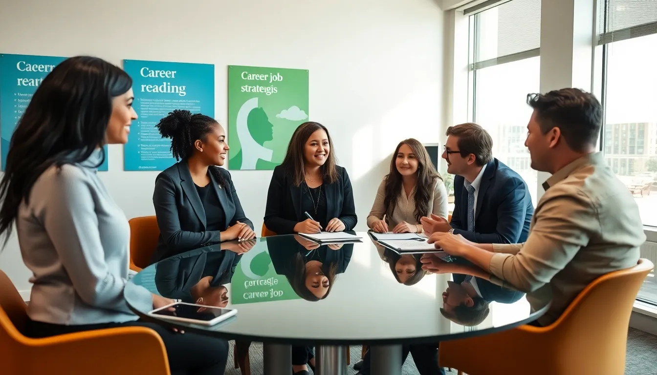 a diverse group in a modern career counseling session.