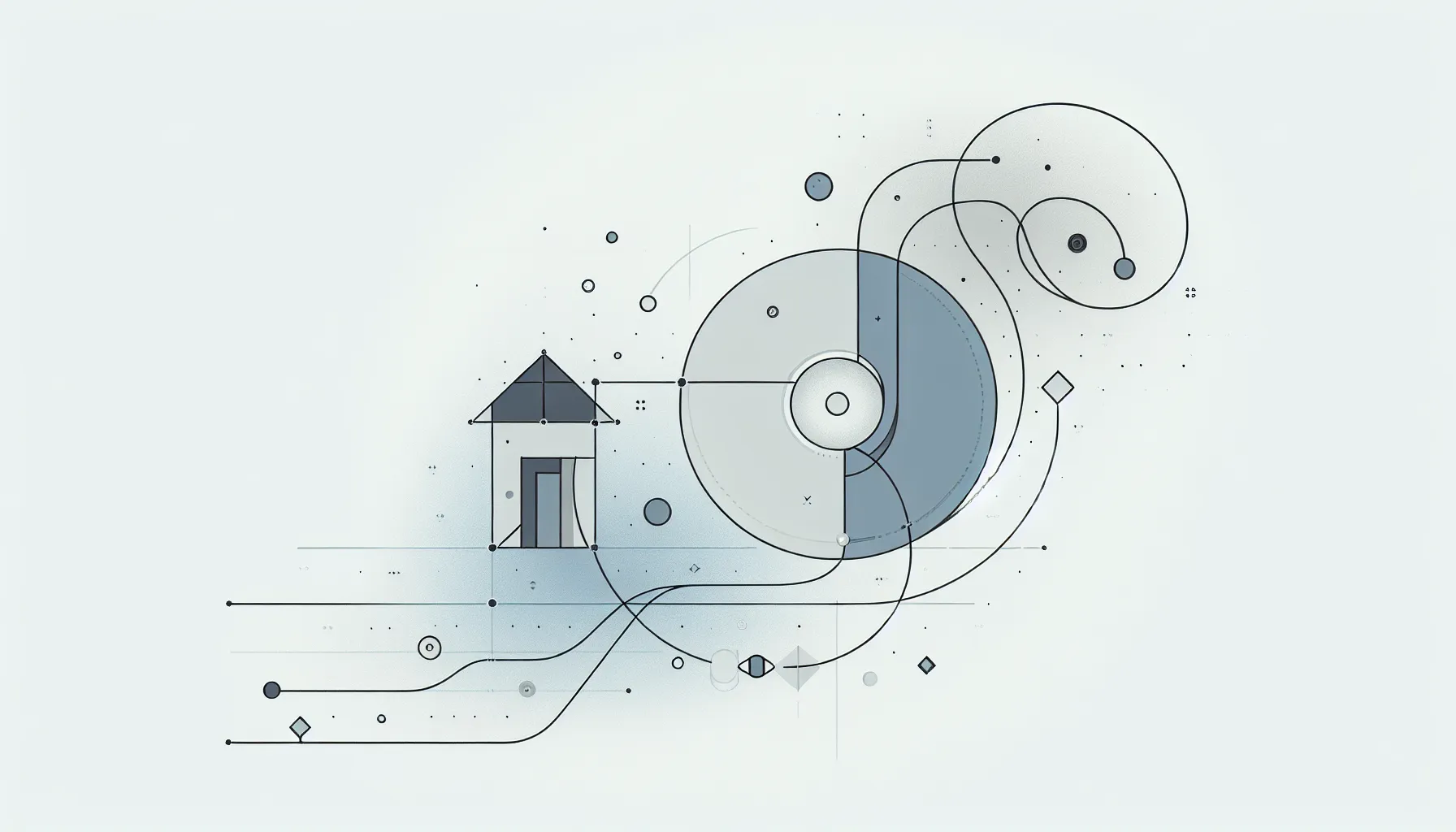 Minimalist illustration of house and clock representing literary space and time analysis