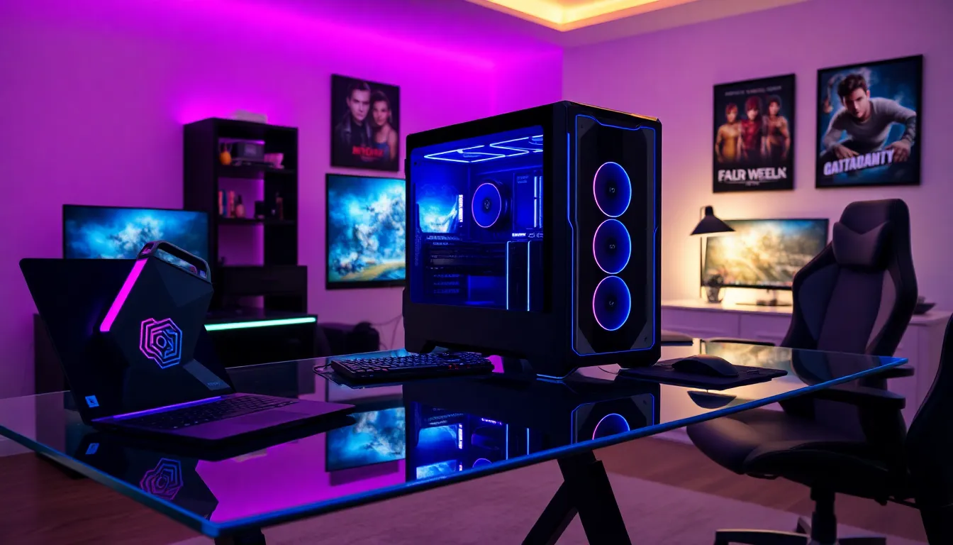 a sleek Skytech Gaming PC in a stylish gaming setup.