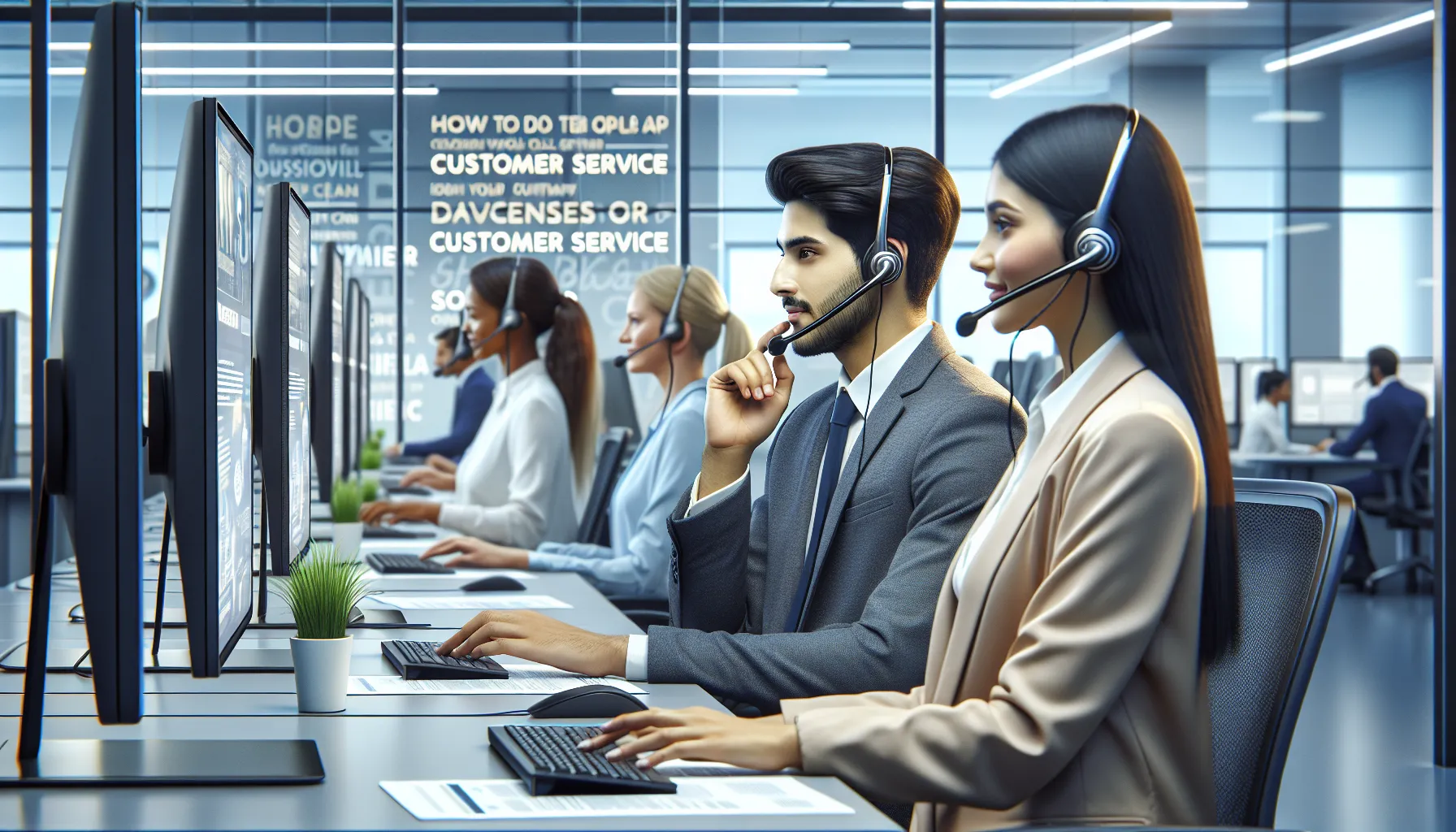 diverse call center agents assisting customers over the phone.