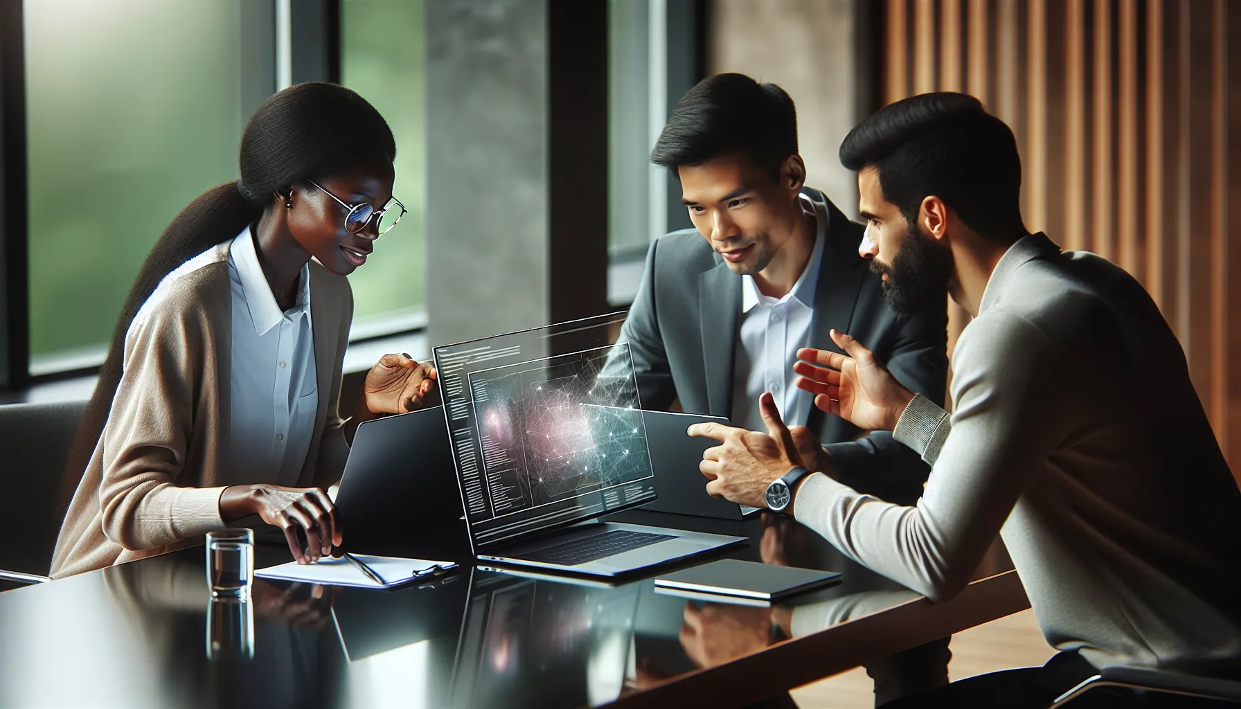 IT professionals collaborating on Zenvekeypo4 software solutions.