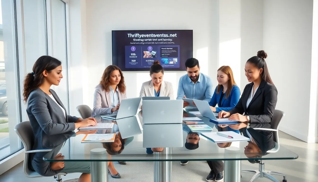 diverse event planners collaborating in a modern office setting.