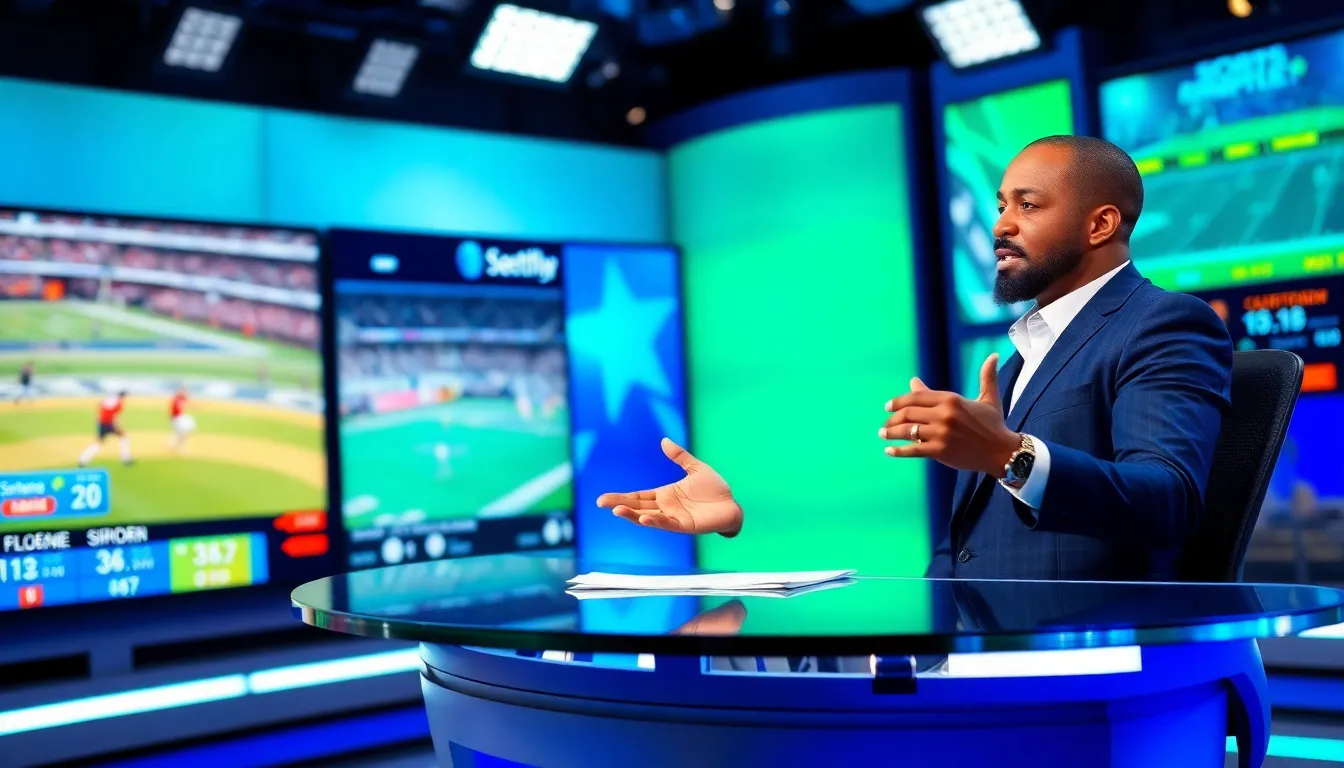 Neldanos Kimsel reporting from a modern sports studio.