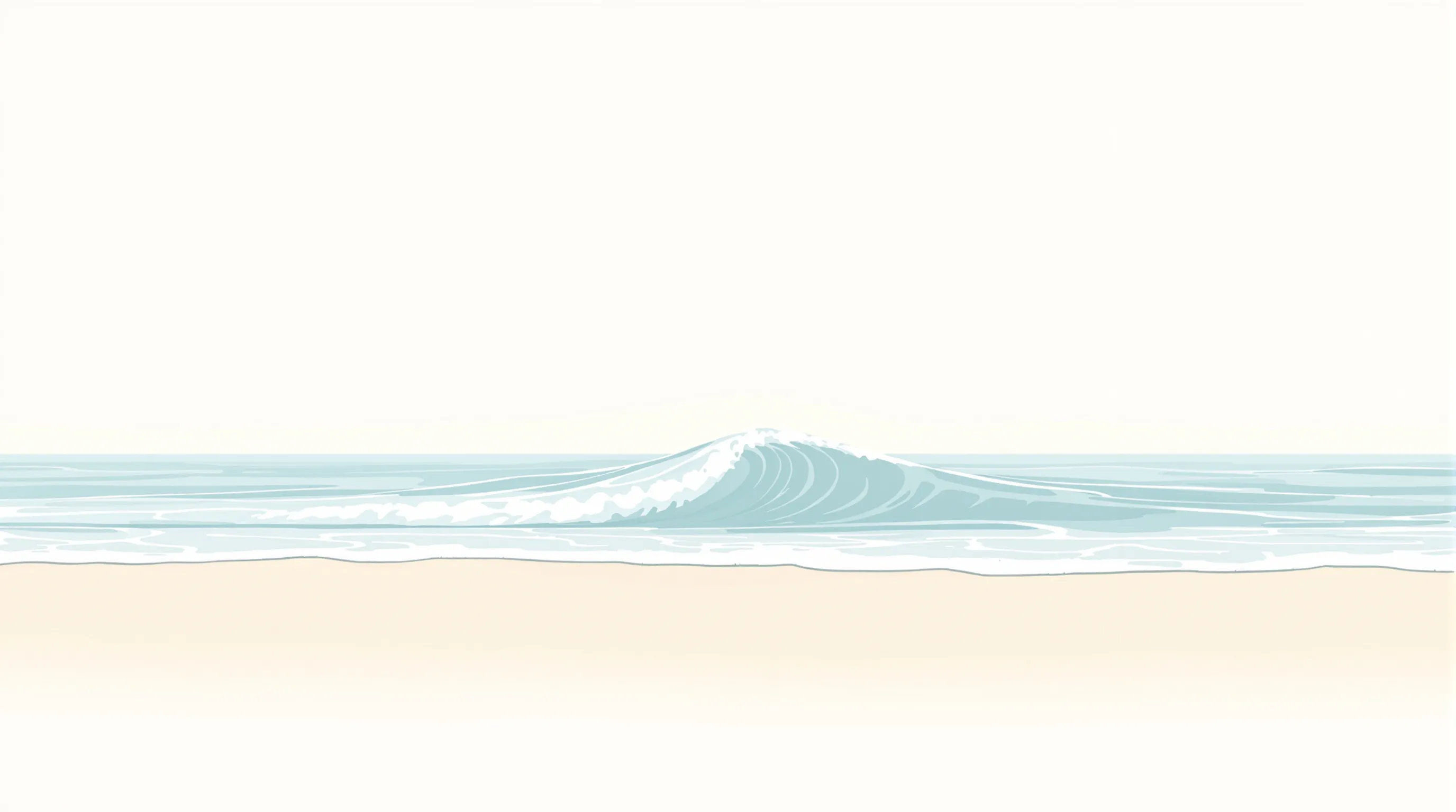 Minimal wave rolling to shore with subtle heart shape in soft pastel tones.