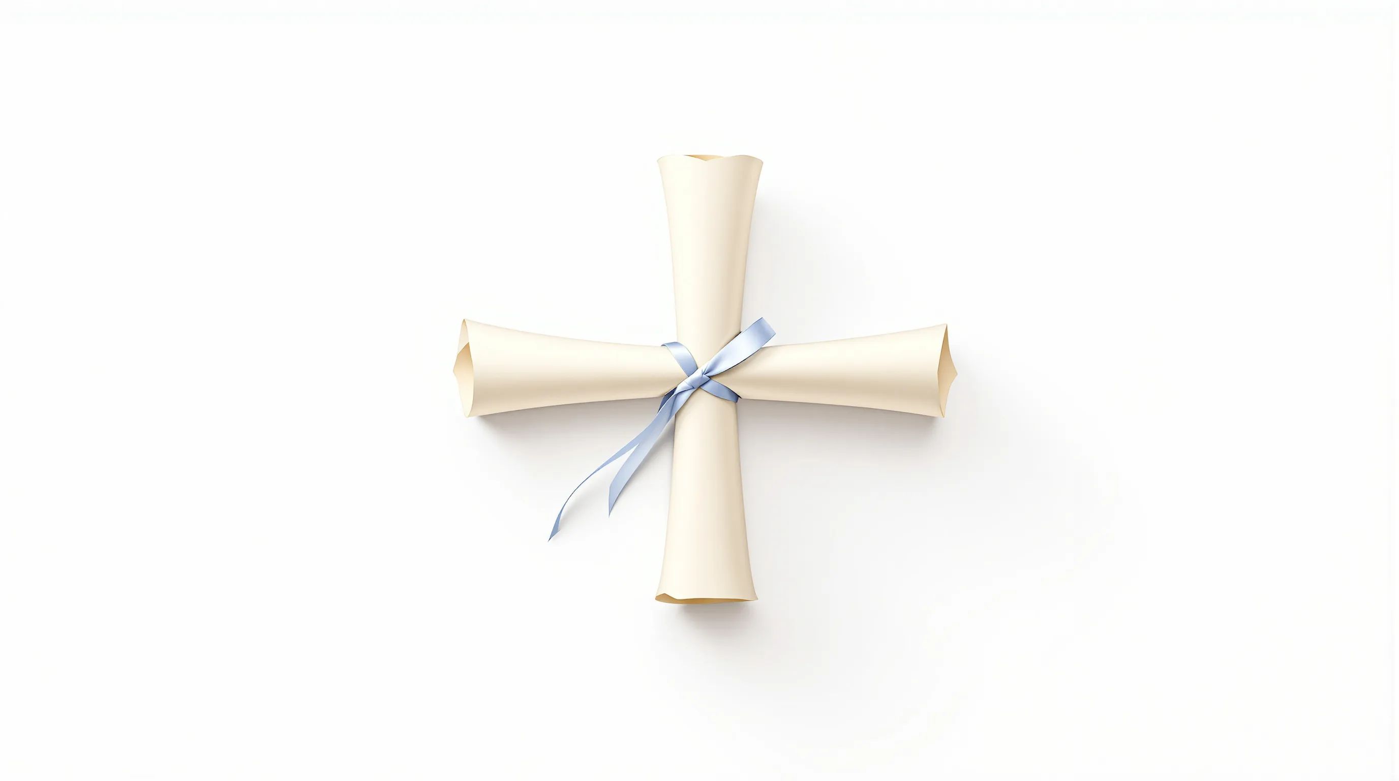 A minimalist diploma scroll with a subtle ribbon on a clean white background.