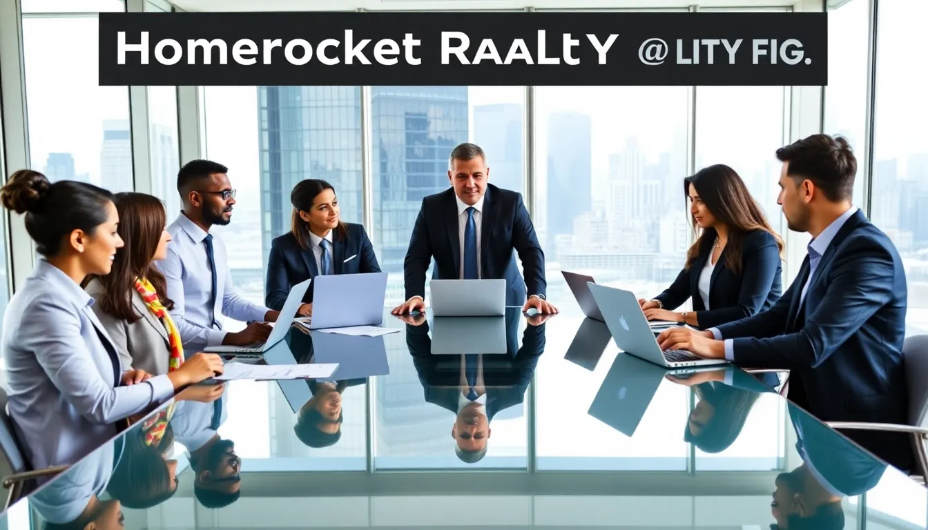 diverse team at a conference table discussing real estate strategies.