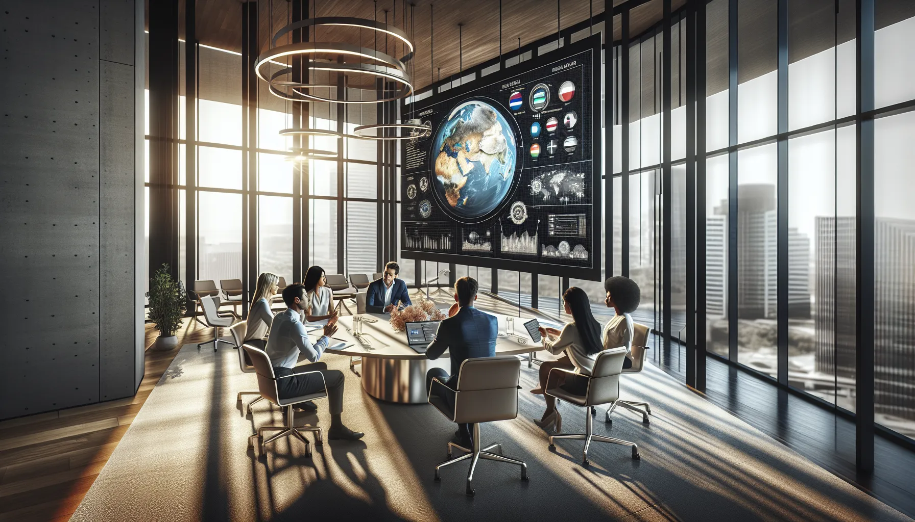 diverse professionals discussing tech comparisons in a modern office.