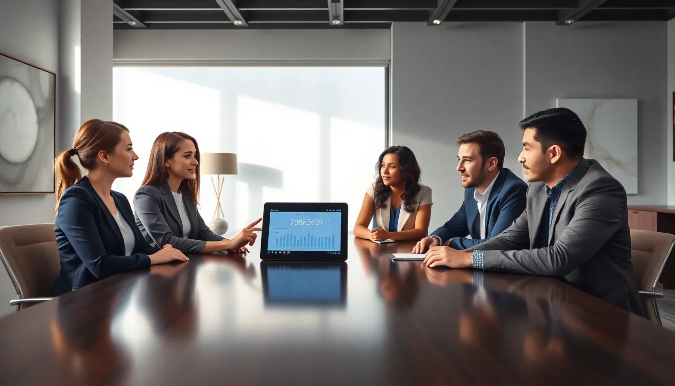 diverse team discussing numerical significance in a modern office.