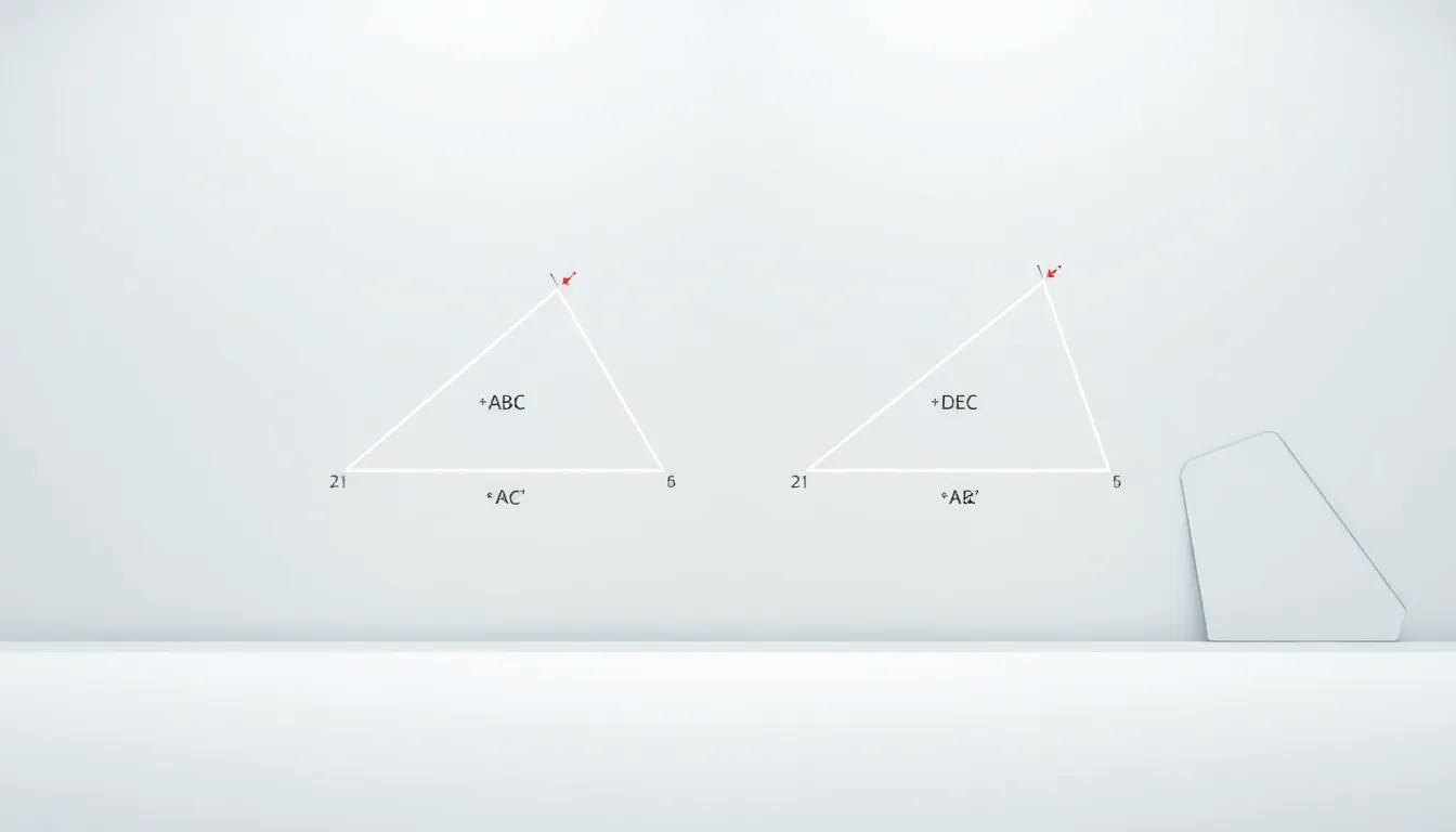 infographic showing similarity between triangles ABC and DEC.