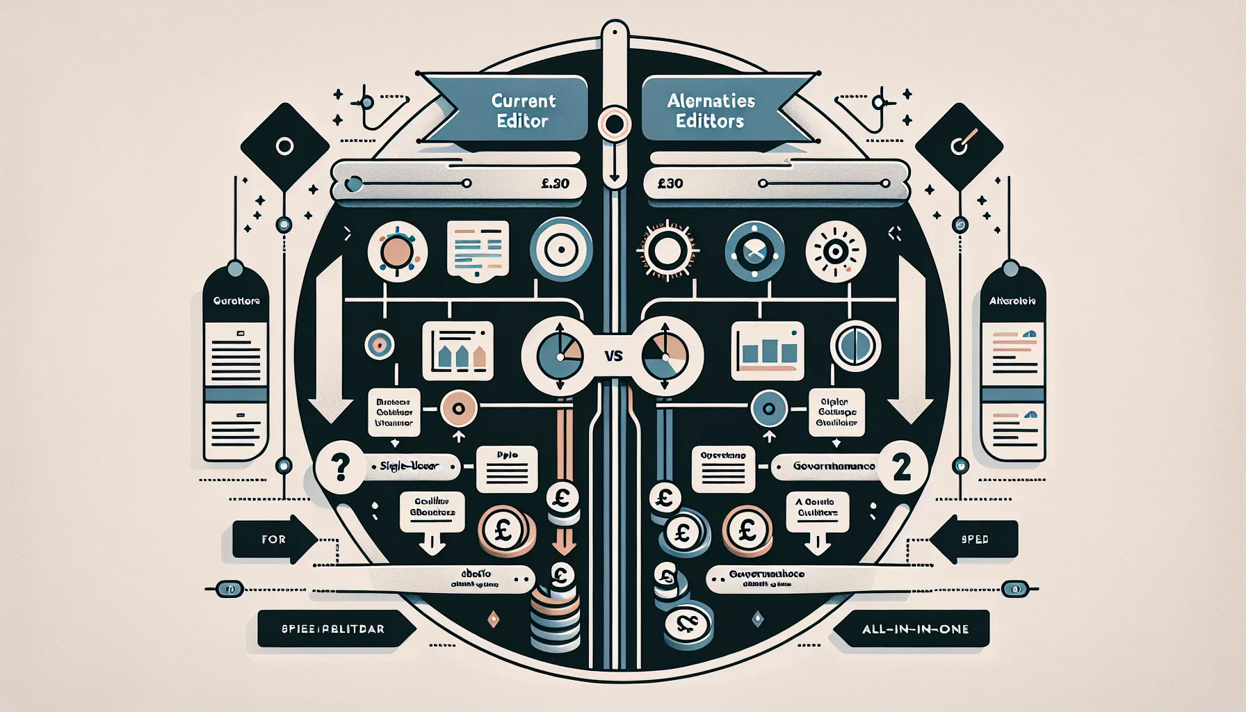 UK-themed comparison of Surfer SEO vs alternatives showing cost, research, collaboration.