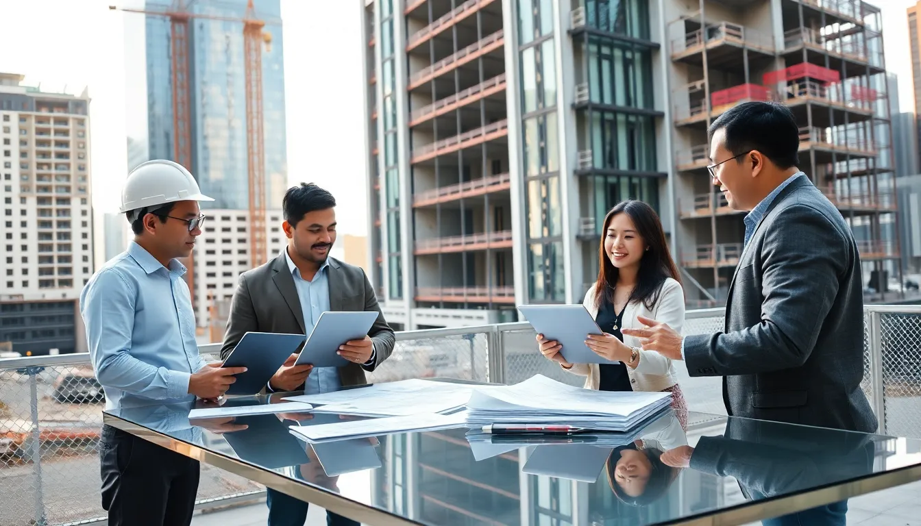construction team collaborating on a commercial and institutional building project.
