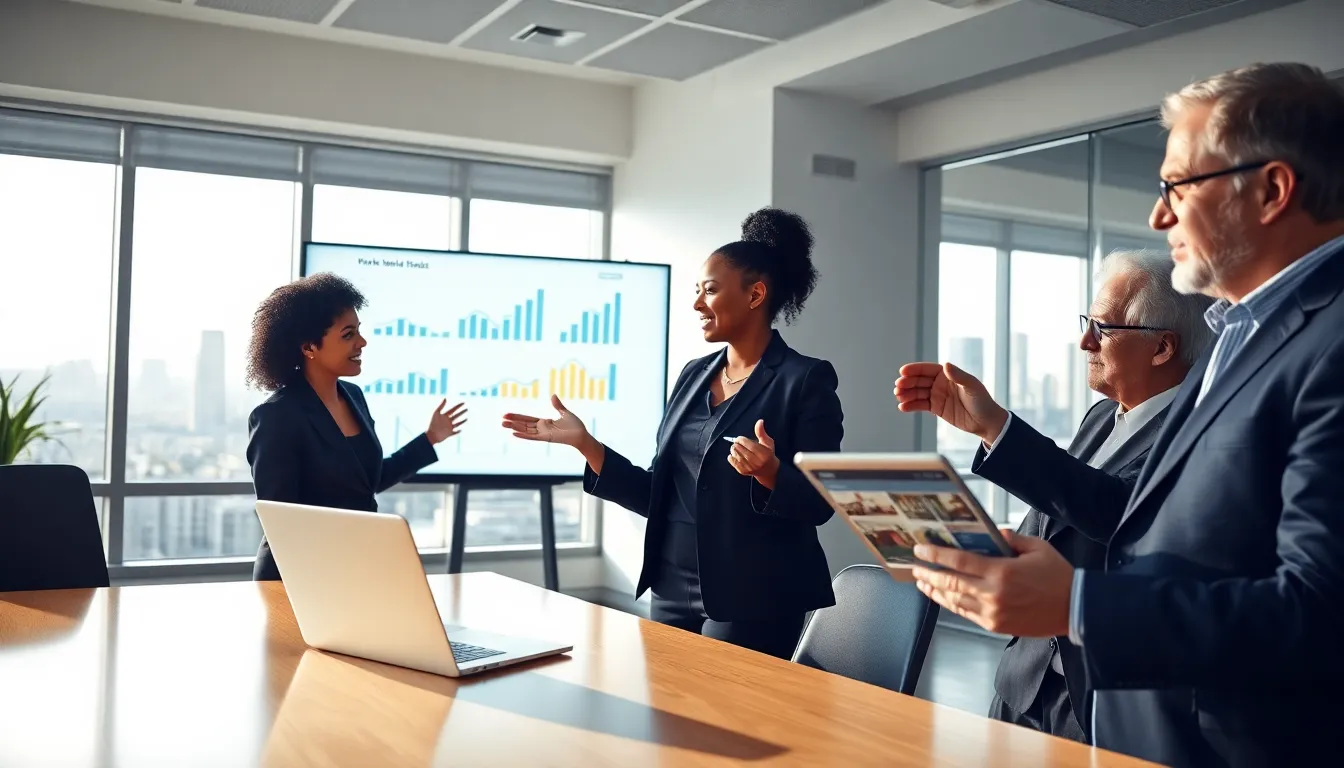 diverse team of real estate professionals in a modern office meeting