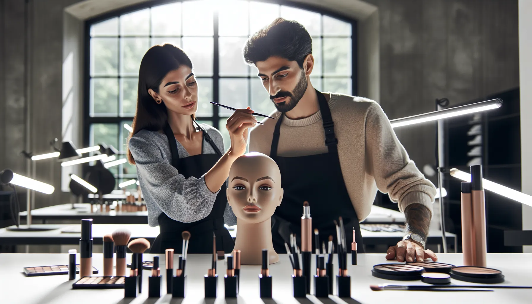 beauty professionals demonstrating Zosisfod eyebrow products in a studio.