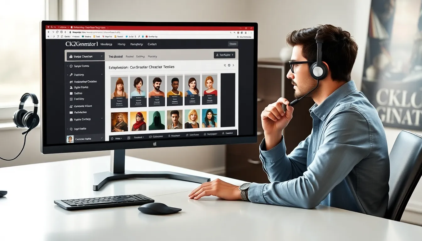 gamer using CK2Generator.com on a modern desktop setup.