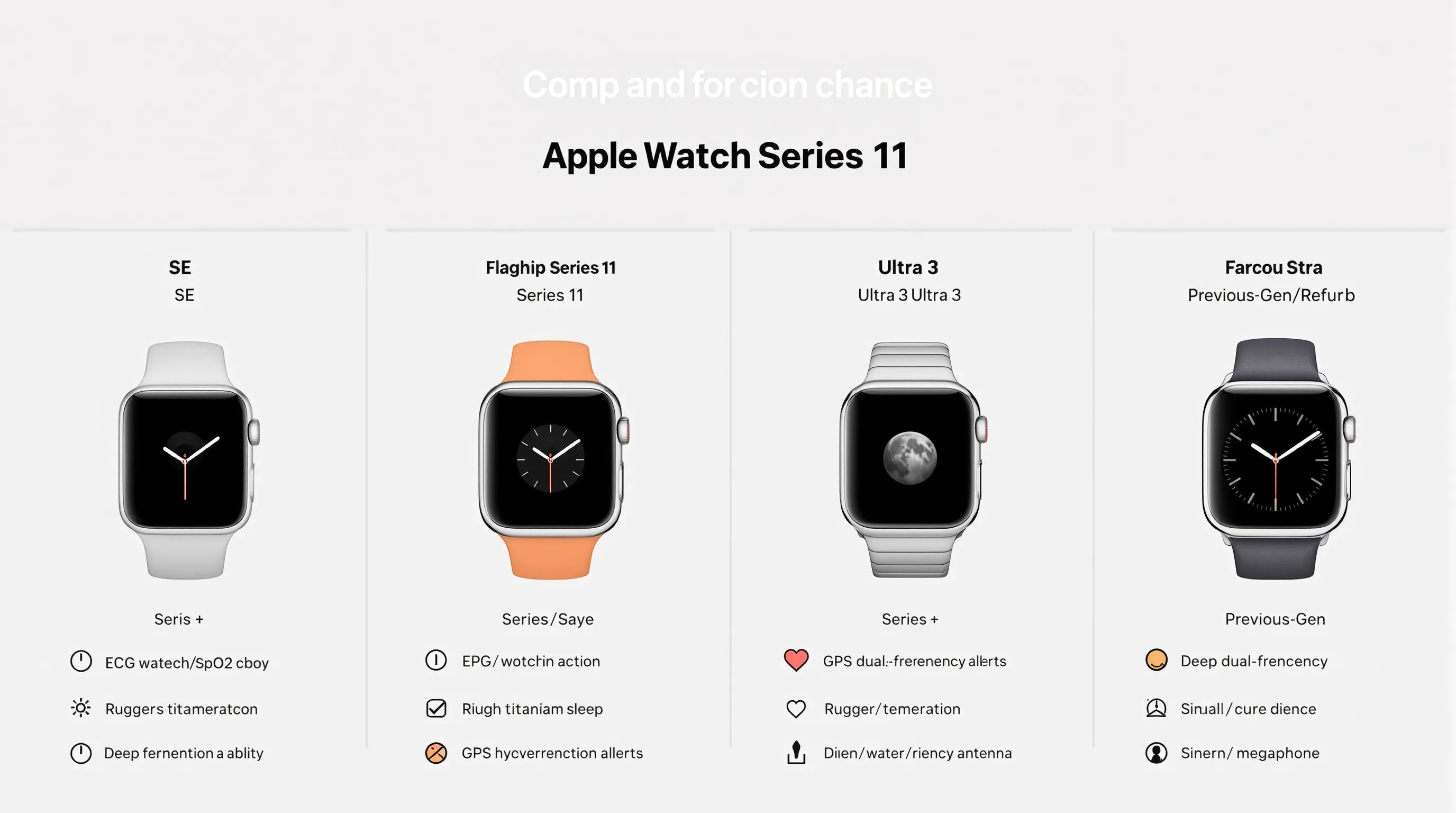 Comparison of Apple Watch SE, Series 11, Ultra, and refurbished options.
