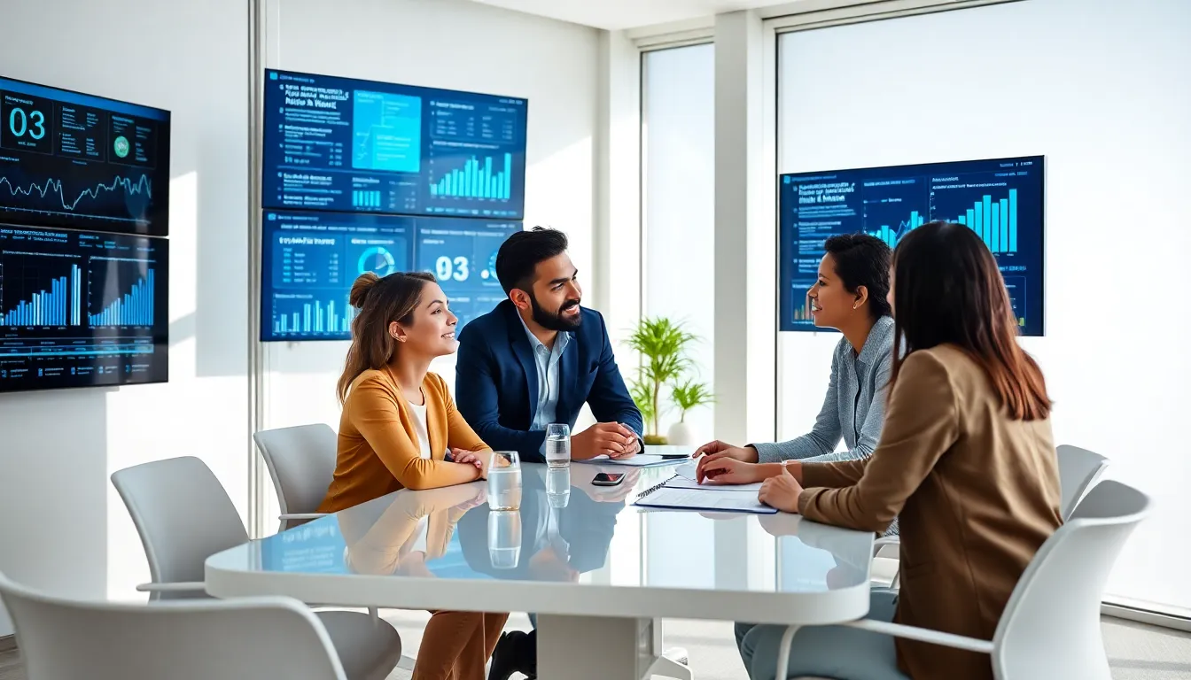 diverse team discussing the significance of data in a modern office.