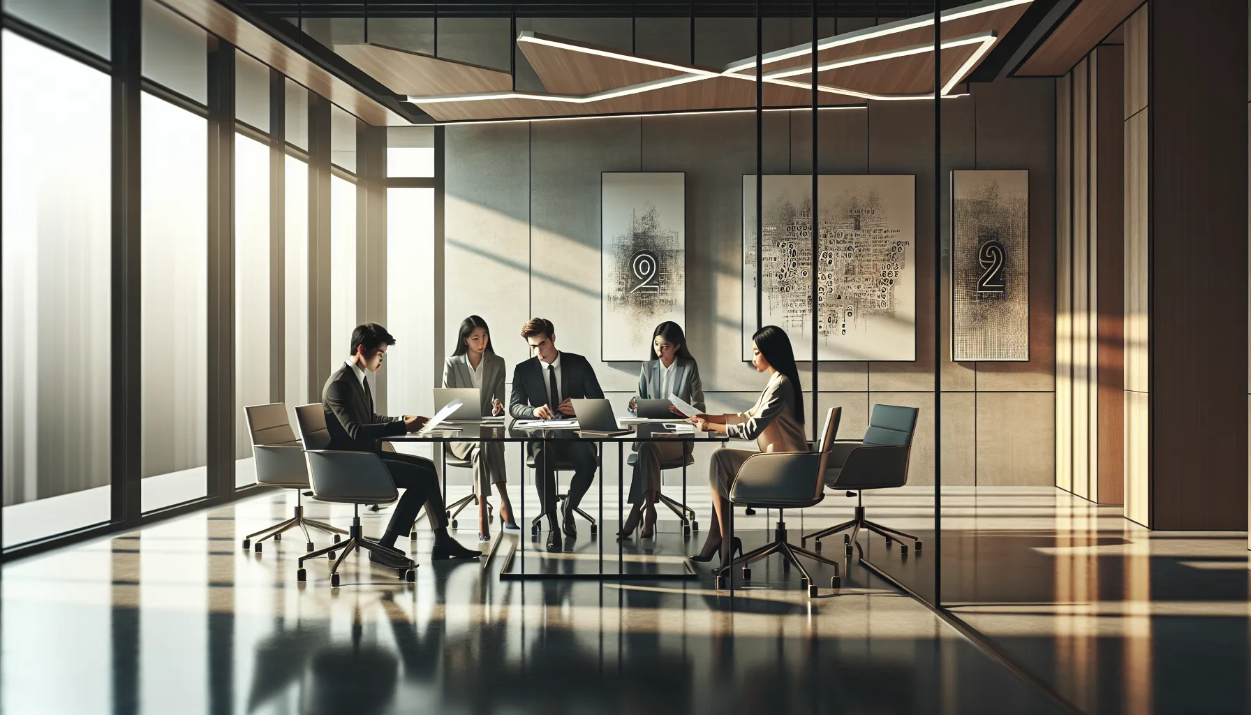 diverse team discussing interpretations of a significant number in an office.