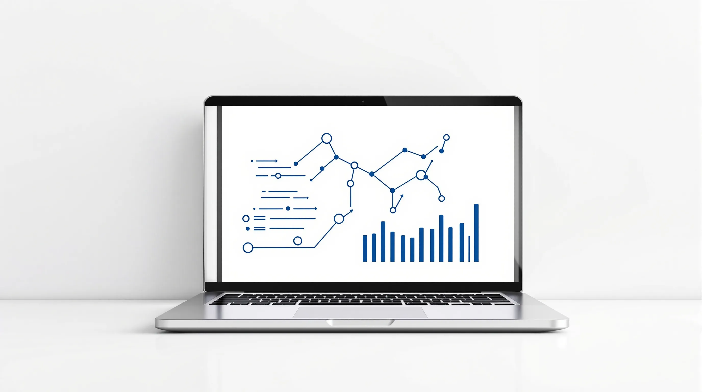 Laptop screen showing minimalist data visualization for website analysis and optimization.