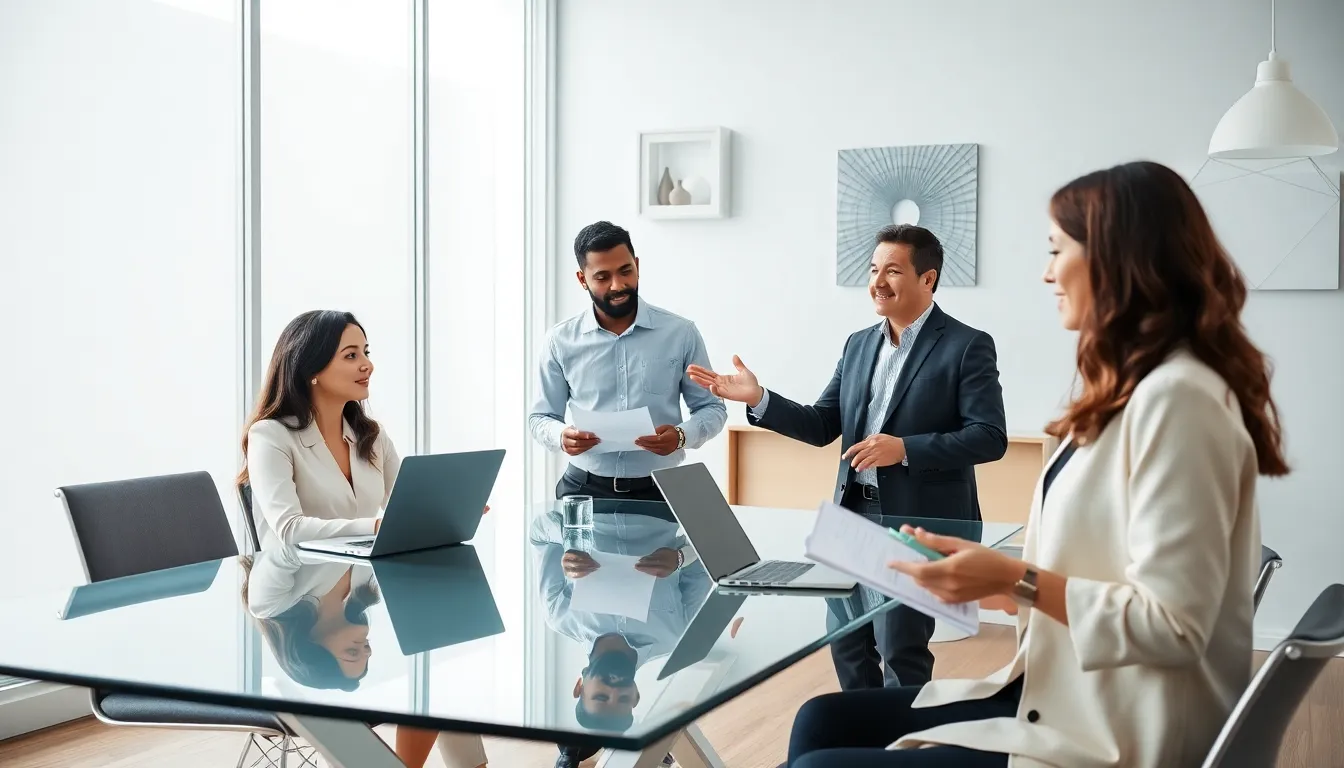 professionals discussing zкщещтмзт in a modern conference room.
