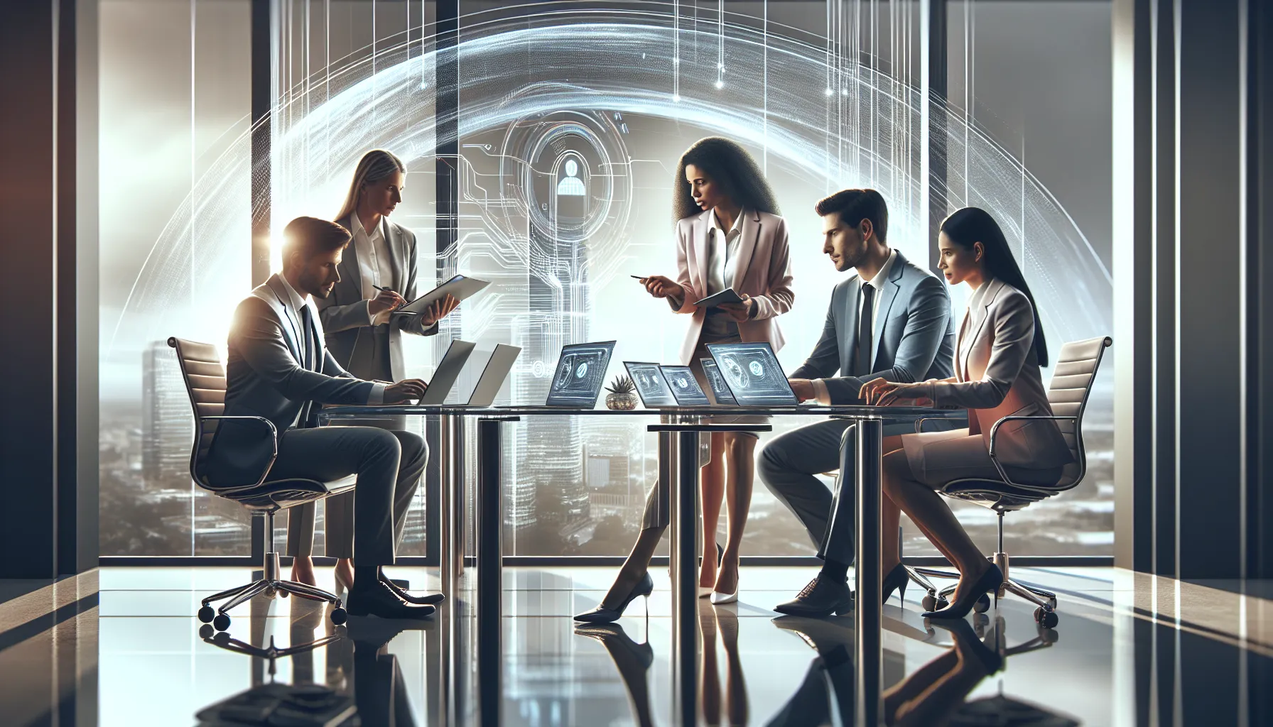 diverse IT team discussing network connections in a modern office.