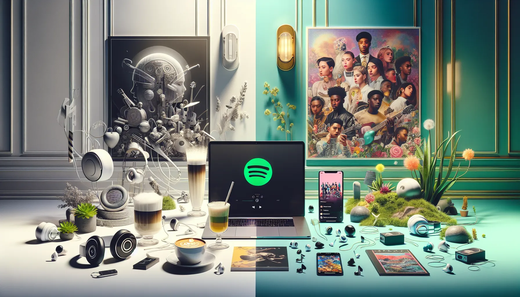 A depiction of spaces representing Apple Music and Spotify audiences.