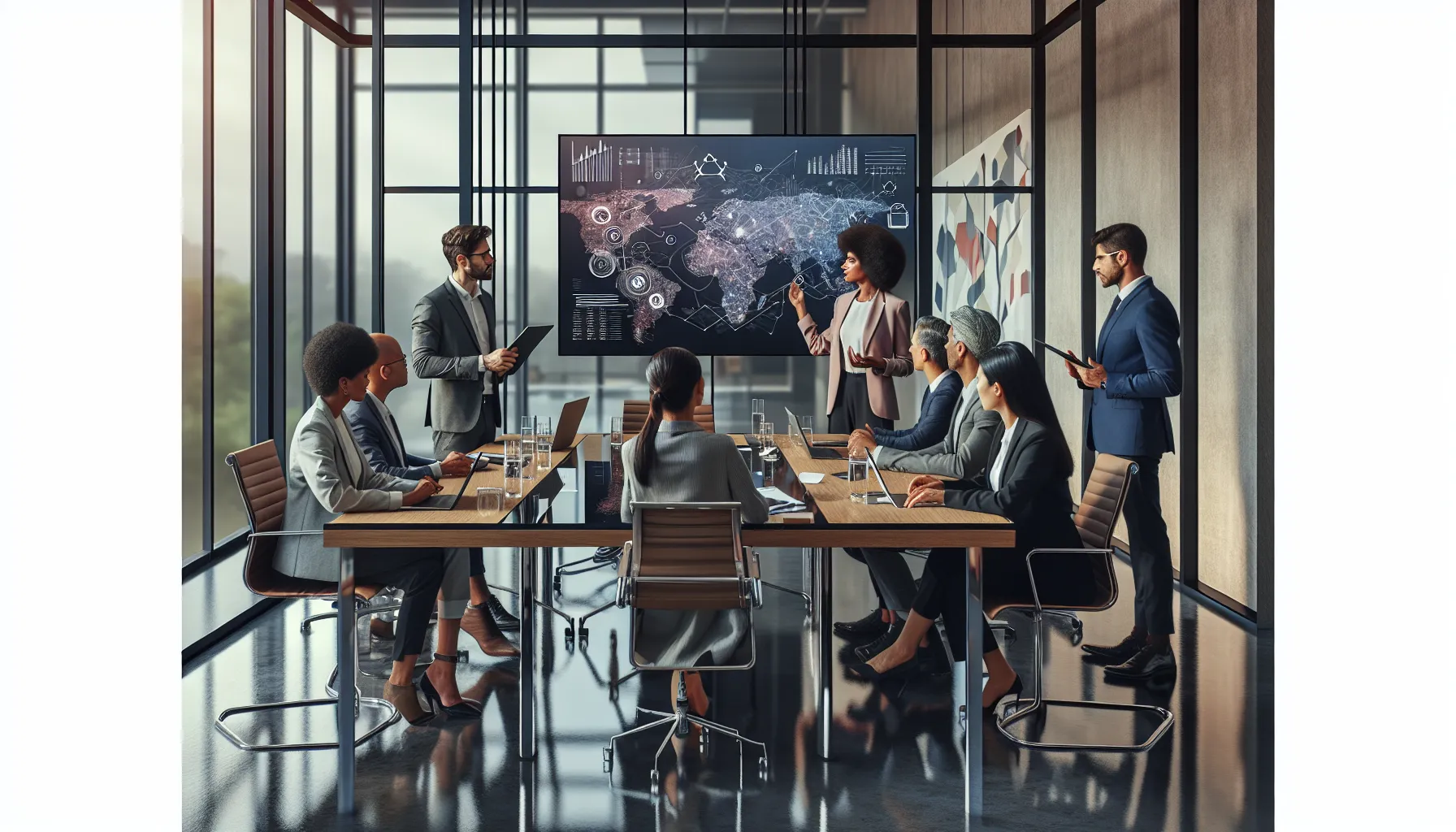 diverse team discussing cultural evolution in a modern office.