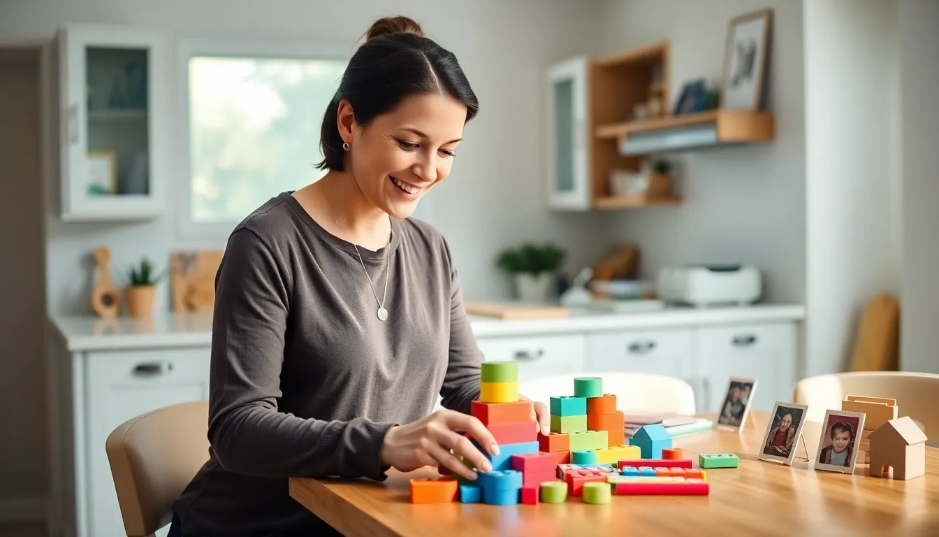 a solo parent and child engaged in creative play at home.