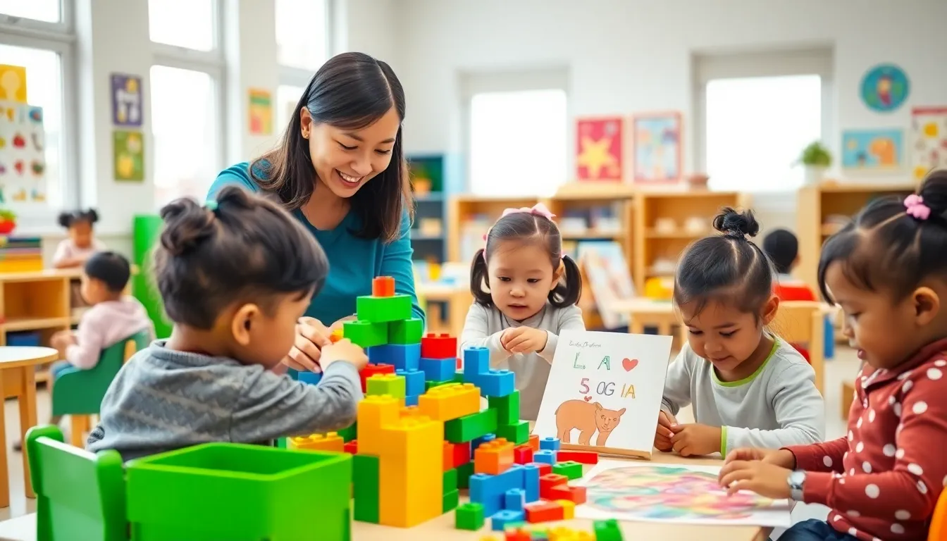 children engaged in activities at an early learning daycare.