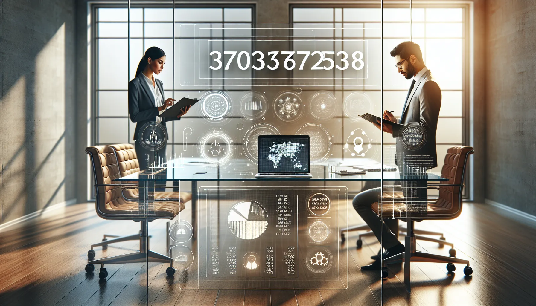 professionals analyzing data related to number 3703672538 in a modern office.