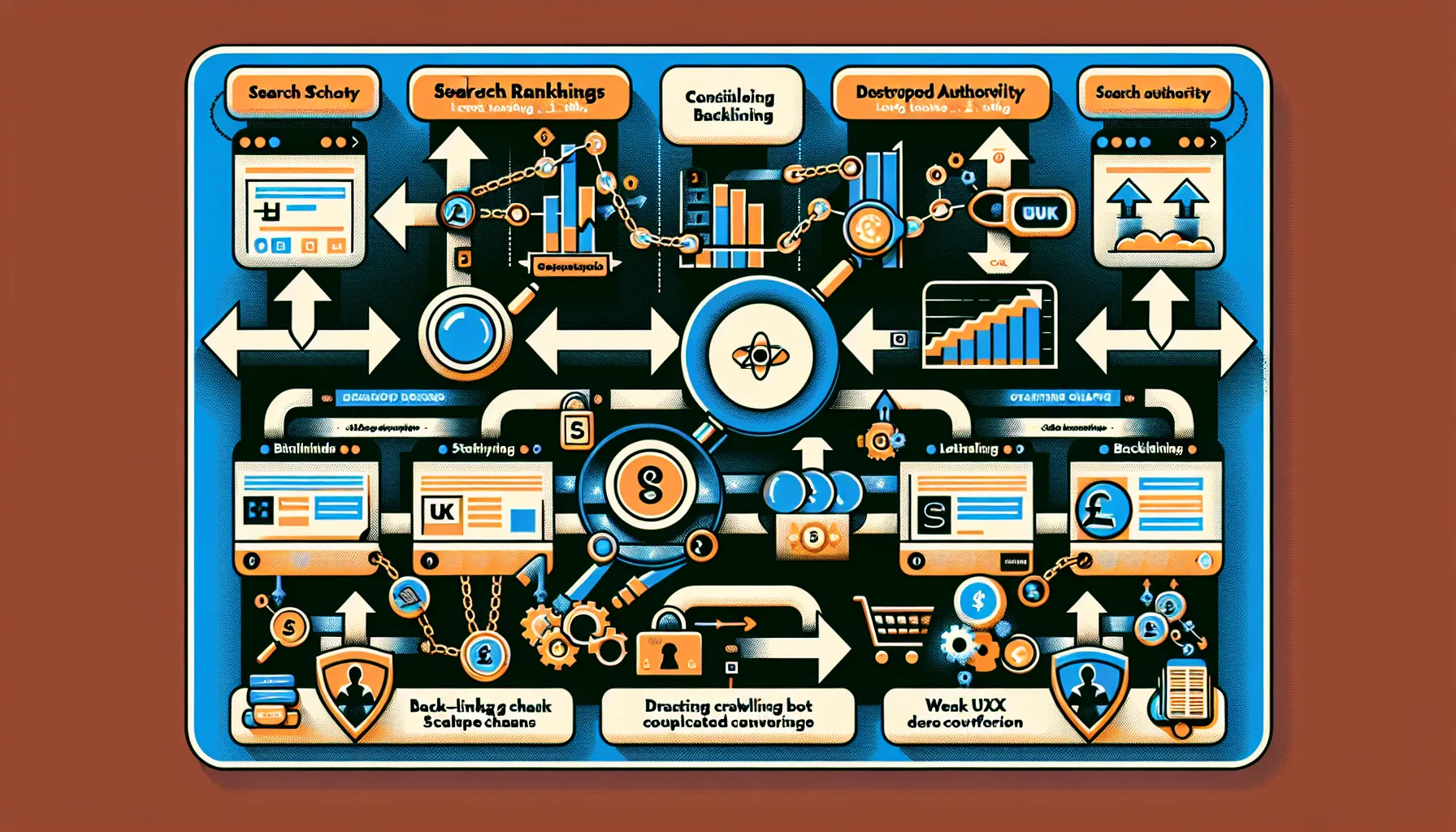 Diagram of keyword cannibalization in UK sites, impacts, and fixes.