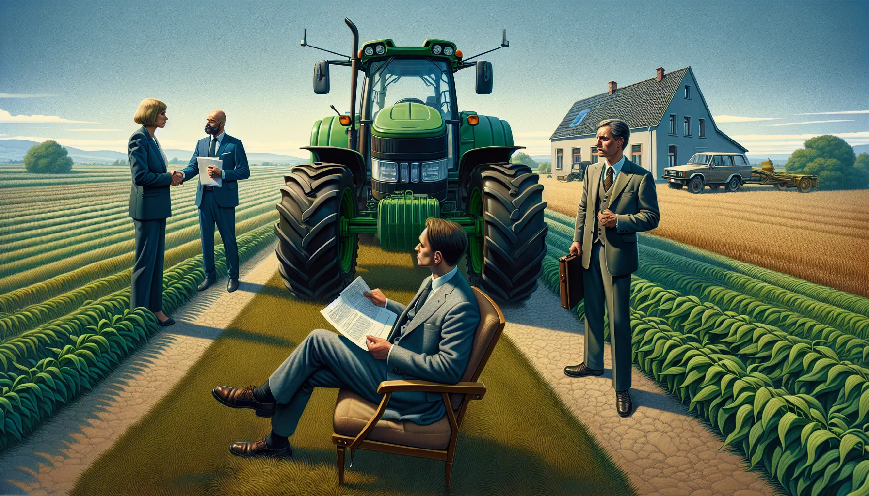 Croatian official and farmer discussing tractor seizure on farm property